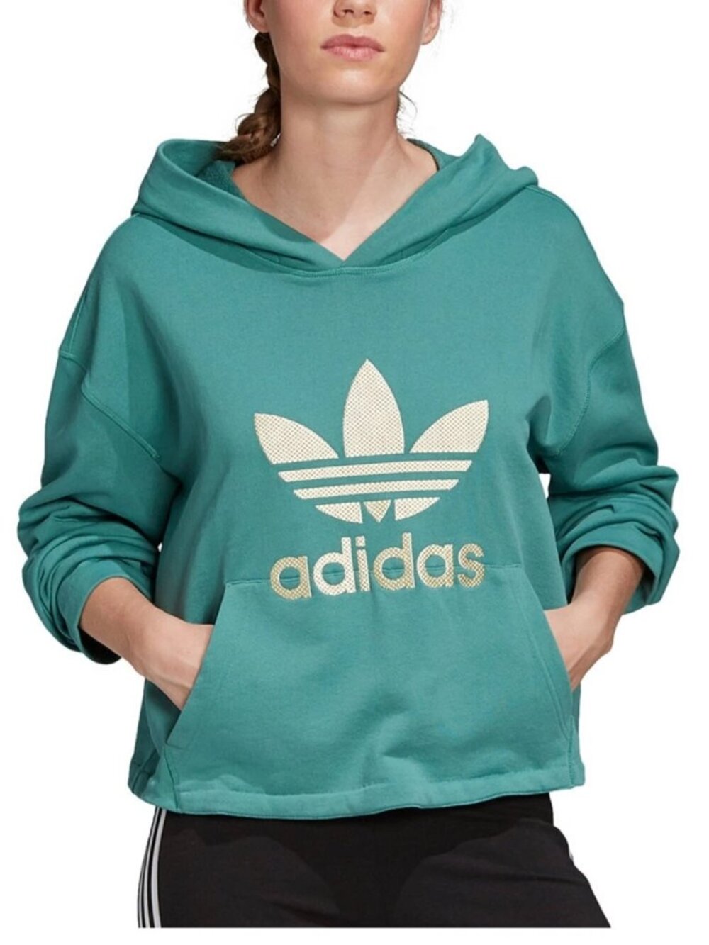 NWT Adidas Women's Originals Logo Applique Hoodie Sweatshirt Size M